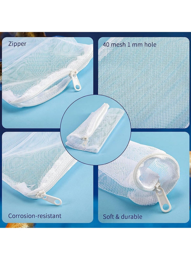 20 Pieces Aquarium Filter Media Bags Fish Tank Filter Bag White Net Bag Fine Mesh Filter Bag with Zipper for Activated Carbon Biospheres Ceramic Rings Fresh or Saltwater Tanks - Image 3